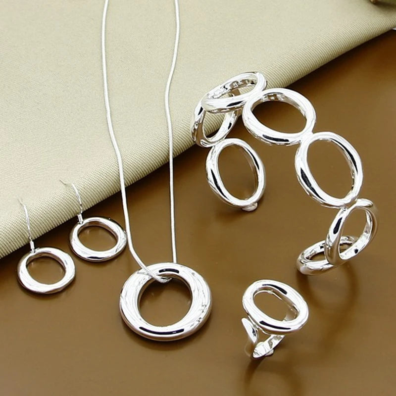 925 Silver  Bangles Necklace Earrings Rings