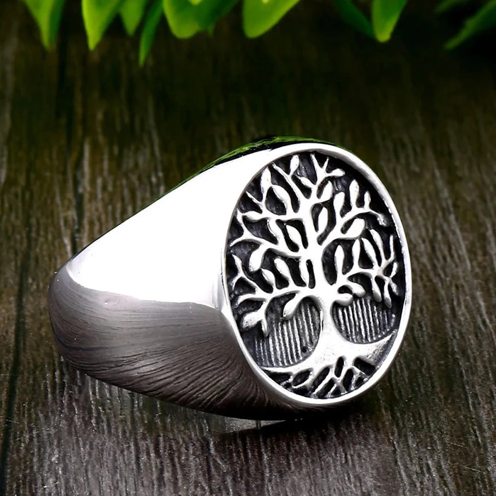 Nordic Celtics Knotwork Viking Tree of Life Yggdrasil Ring For Men