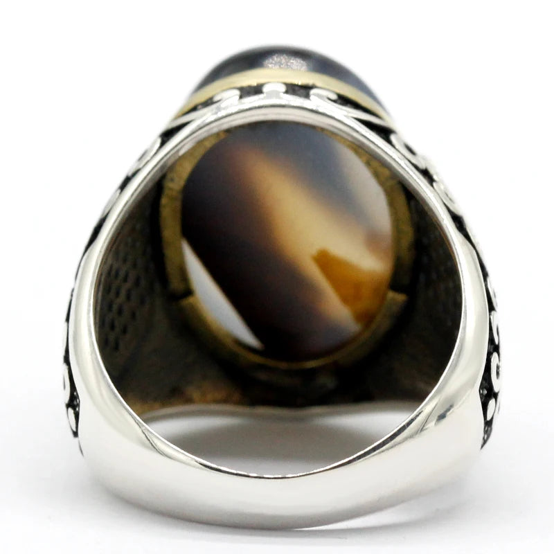 S925 Sterling Silver Men's Ring Türkiye Classic Vintage