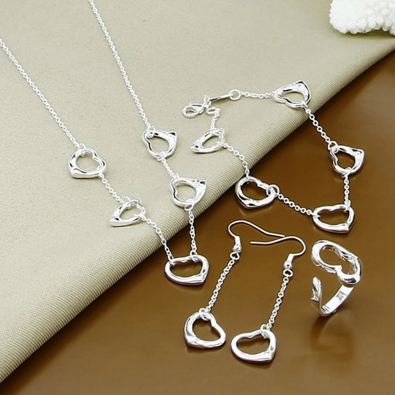 Heart Love's Necklace Bracelet Earrings Rings