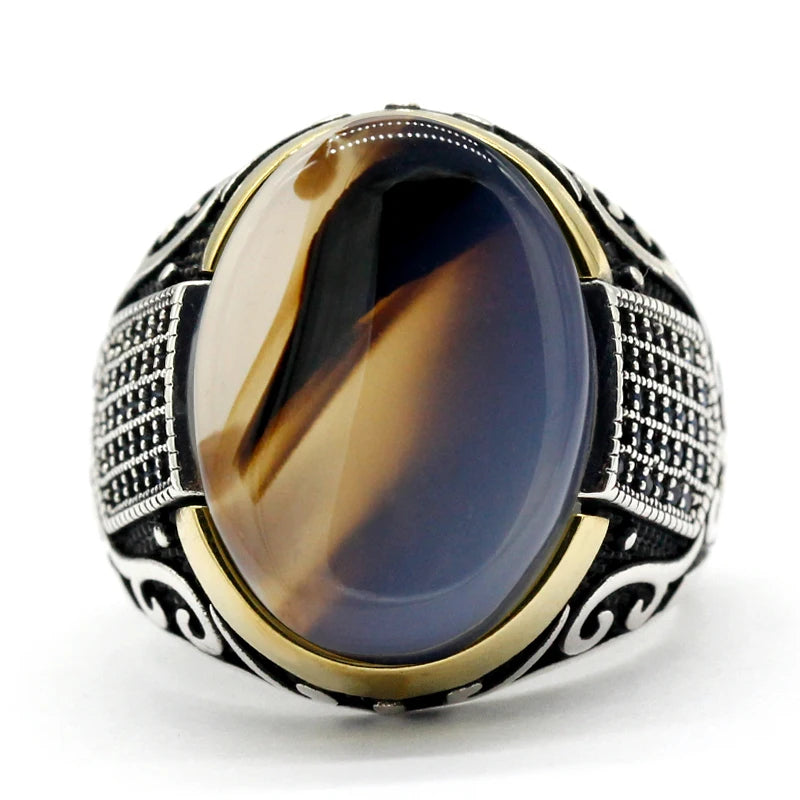 S925 Sterling Silver Men's Ring Türkiye Classic Vintage