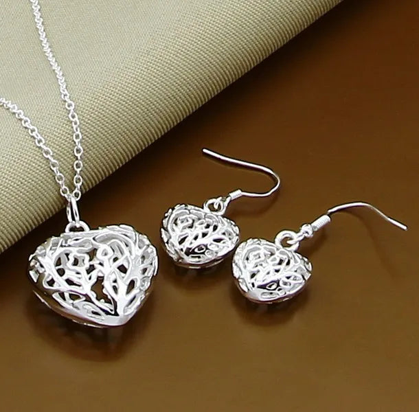 925 Sterling Silver Jewelry Moon Round Ball Necklace Earrings