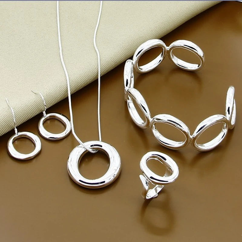 925 Silver  Bangles Necklace Earrings Rings