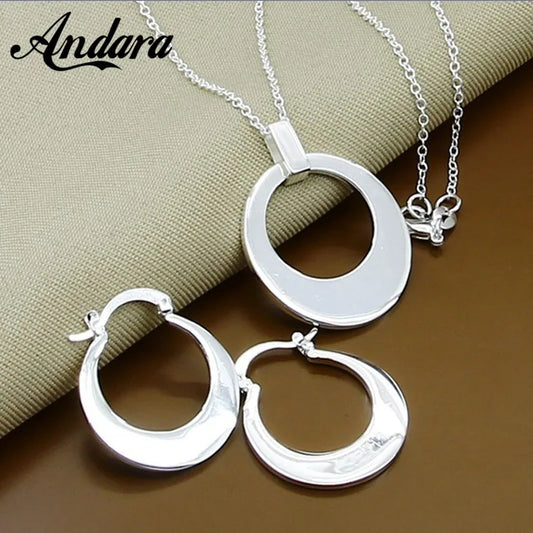 925 Sterling Silver Fashion Moon Pendant Necklace Earrings