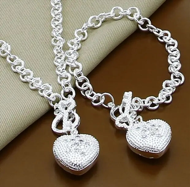 925 Sterling Silver Jewelry Moon Round Ball Necklace Earrings