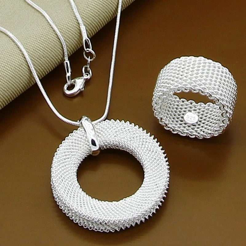 925 Sterling Silver Round Necklaces Rings