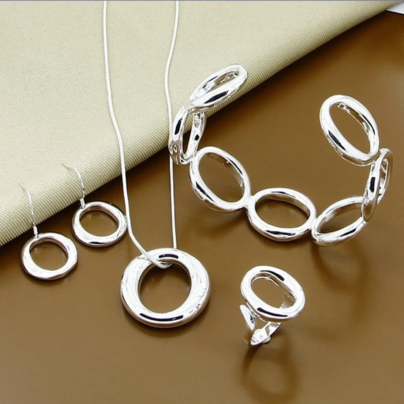 925 Silver  Bangles Necklace Earrings Rings