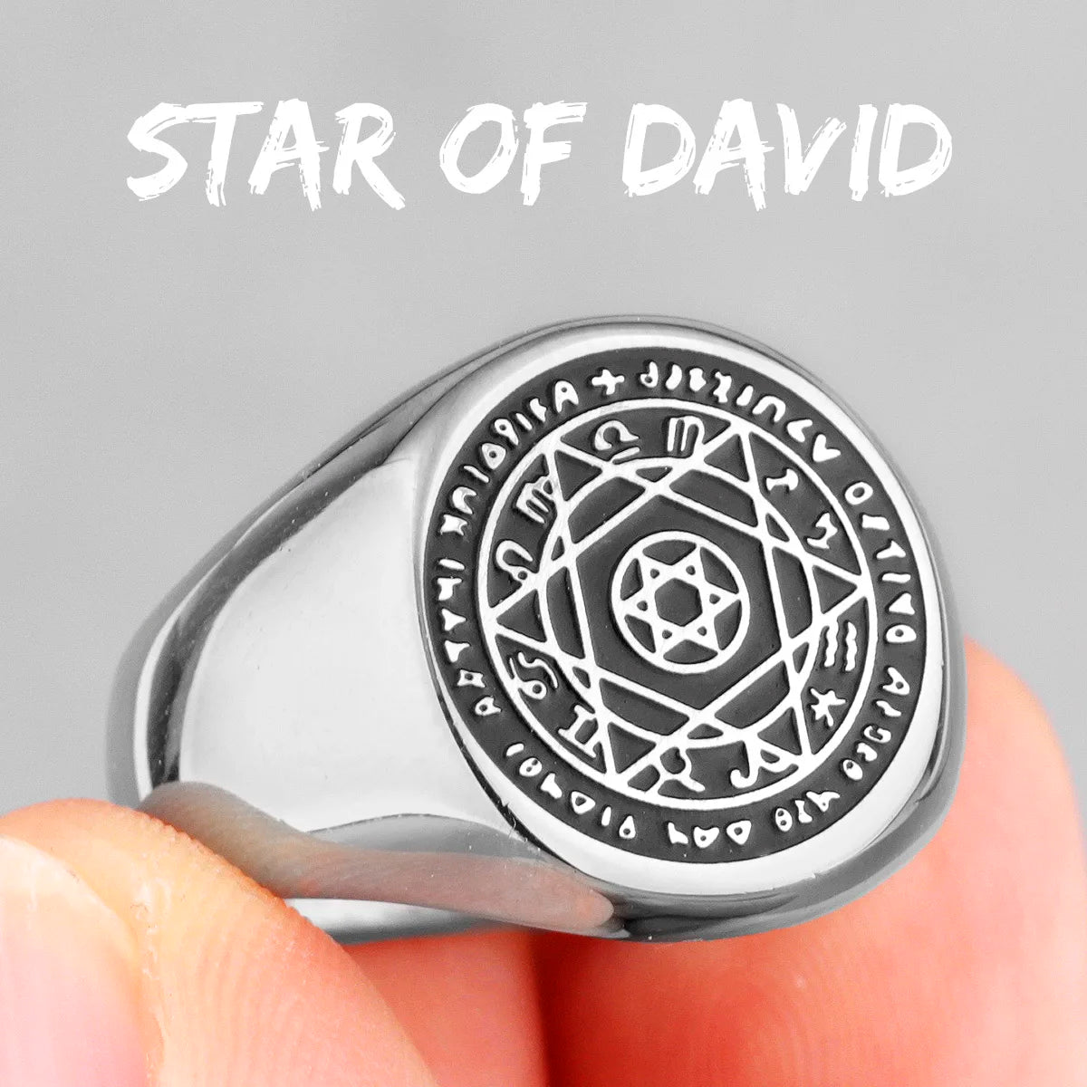 Constellation Patron Saint Star of David Amulet Stainless Steel Men Rings