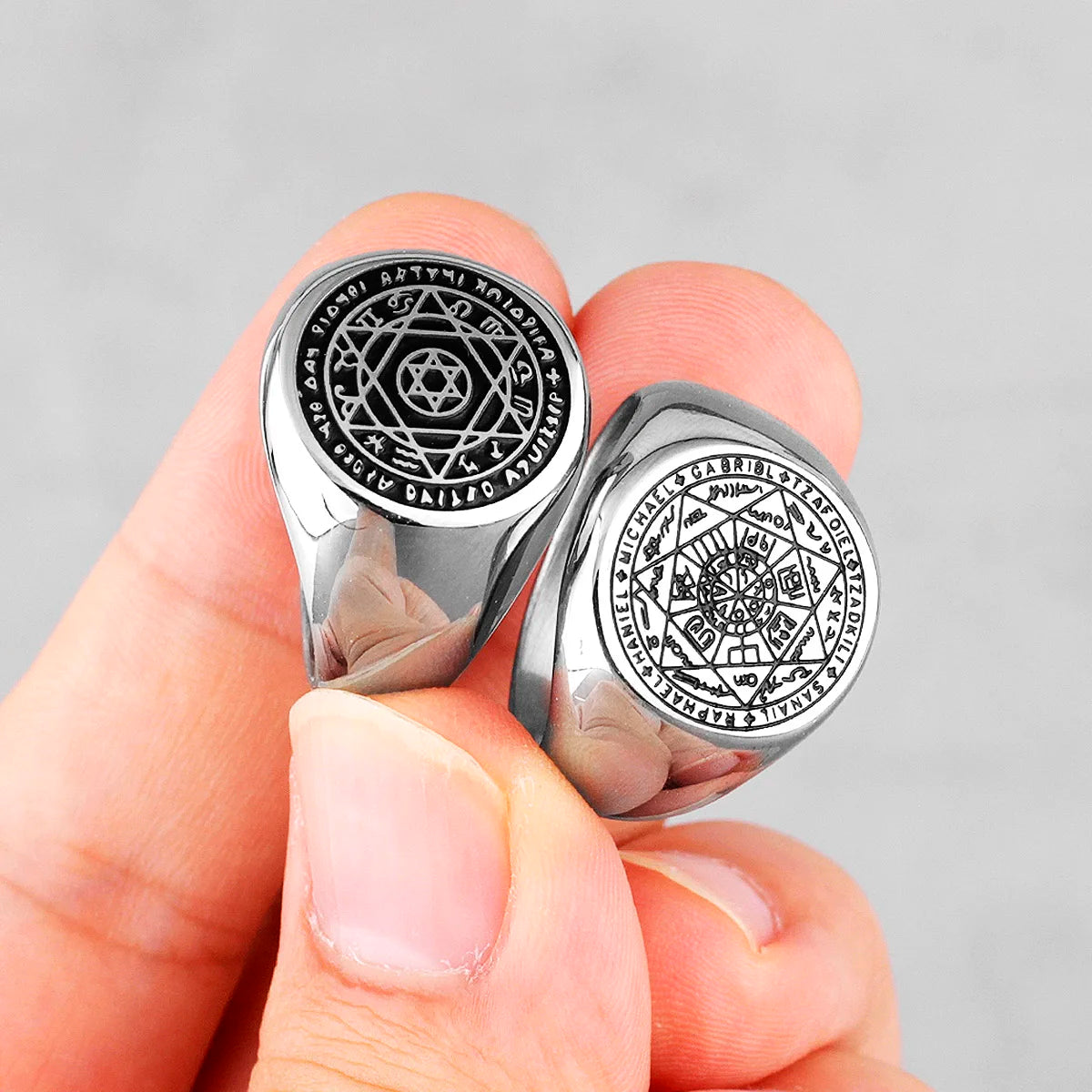 Constellation Patron Saint Star of David Amulet Stainless Steel Men Rings