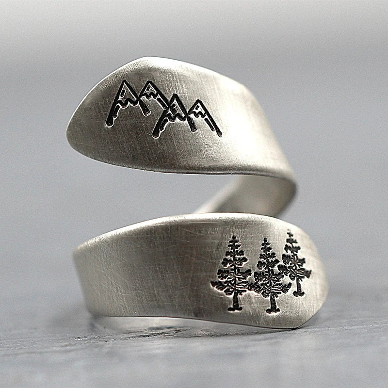 New 925 Sterling Silver Mountain Forest Ring