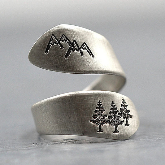 New 925 Sterling Silver Mountain Forest Ring