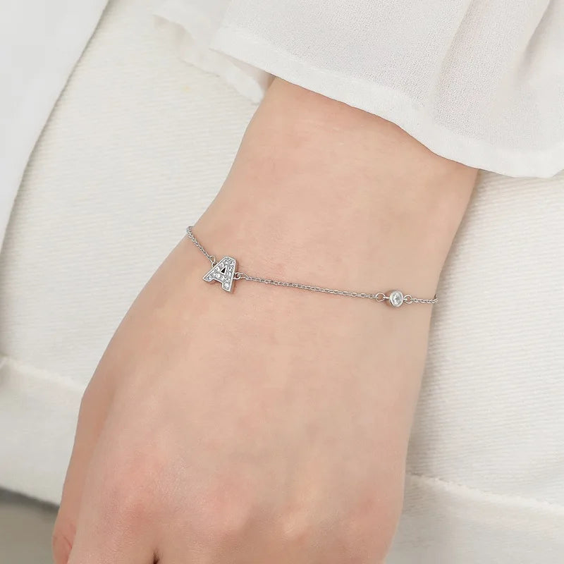 New 925 Sterling Silver Letter Bracelet Simple Style