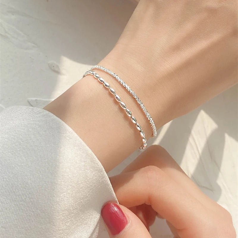 New 925 Sterling Silver Double Layer Bracelet