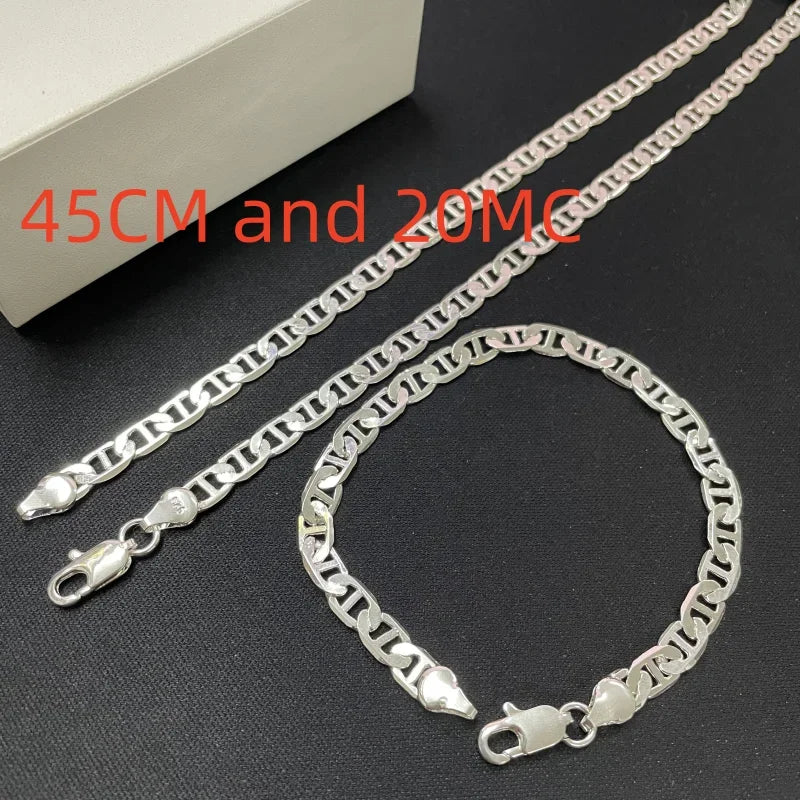 45-60CM 925 Sterling Silver 6MM Necklace Bracelet