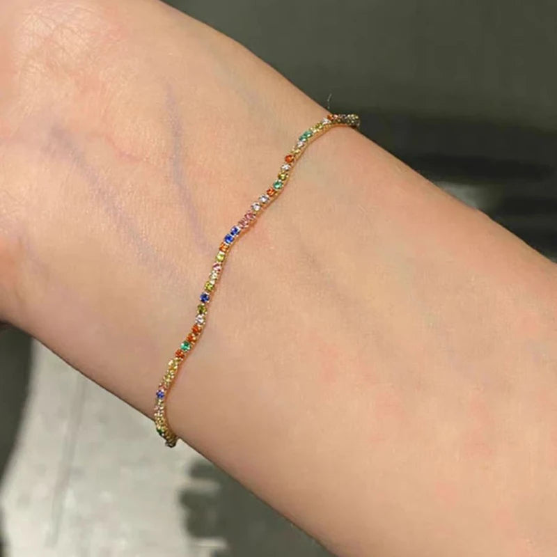 925 Sterling Silver Random Match Colorful Zircon Bracelet