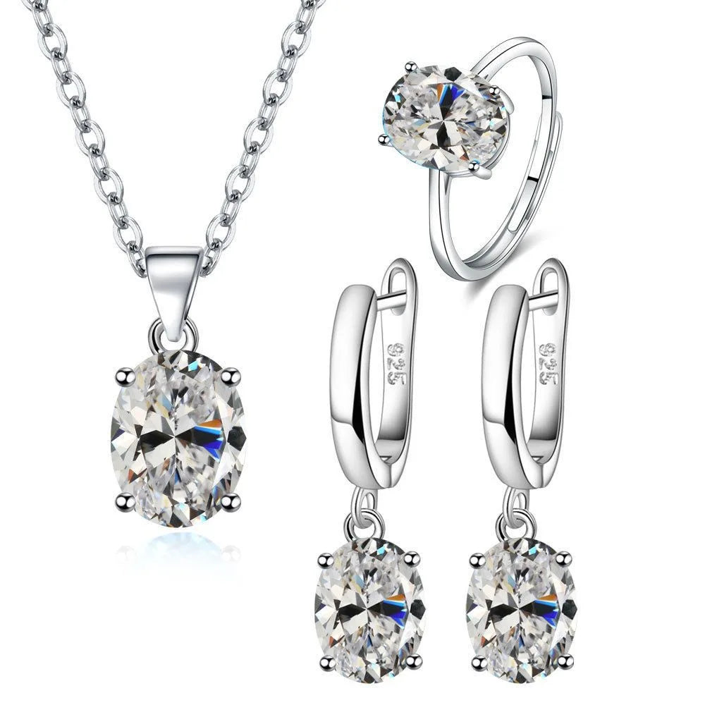 925 Sterling Silver New Arrival Heart Necklace Earrings Ring Jewelry