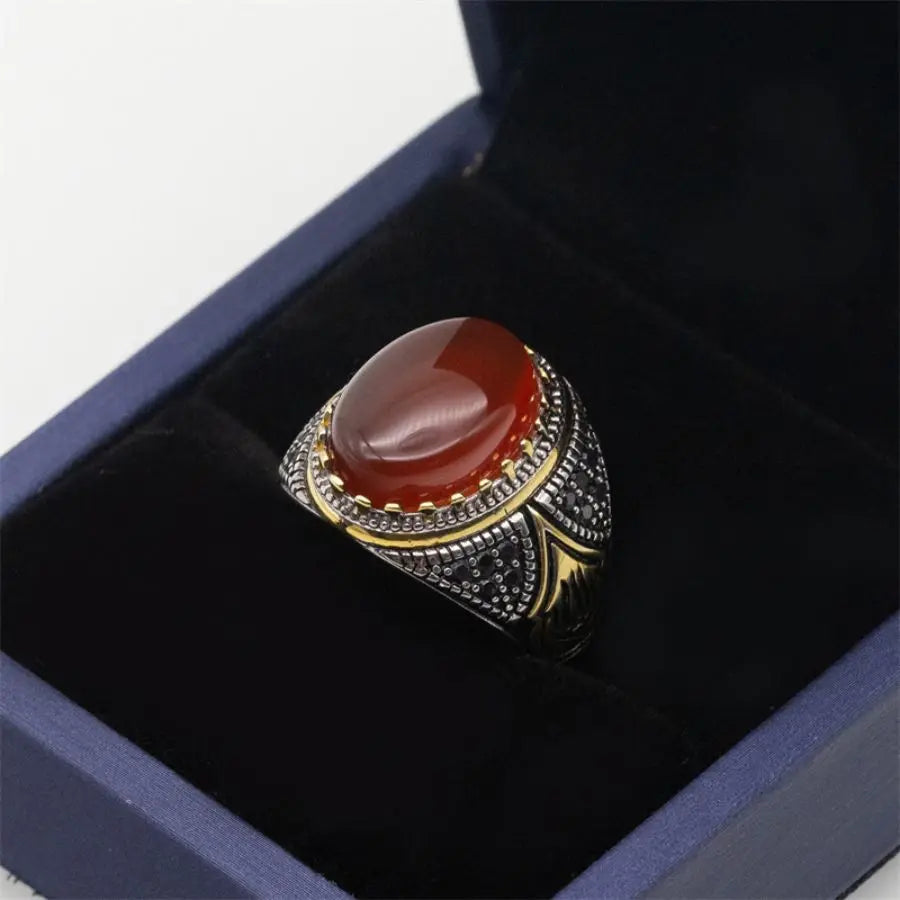 Wholesale Real 925 Sterling Silver Male Ring Vintage Turkish