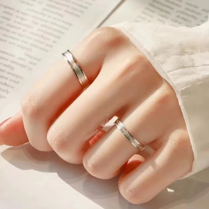 New 925 Sterling Silver Simple Style Couple Ring