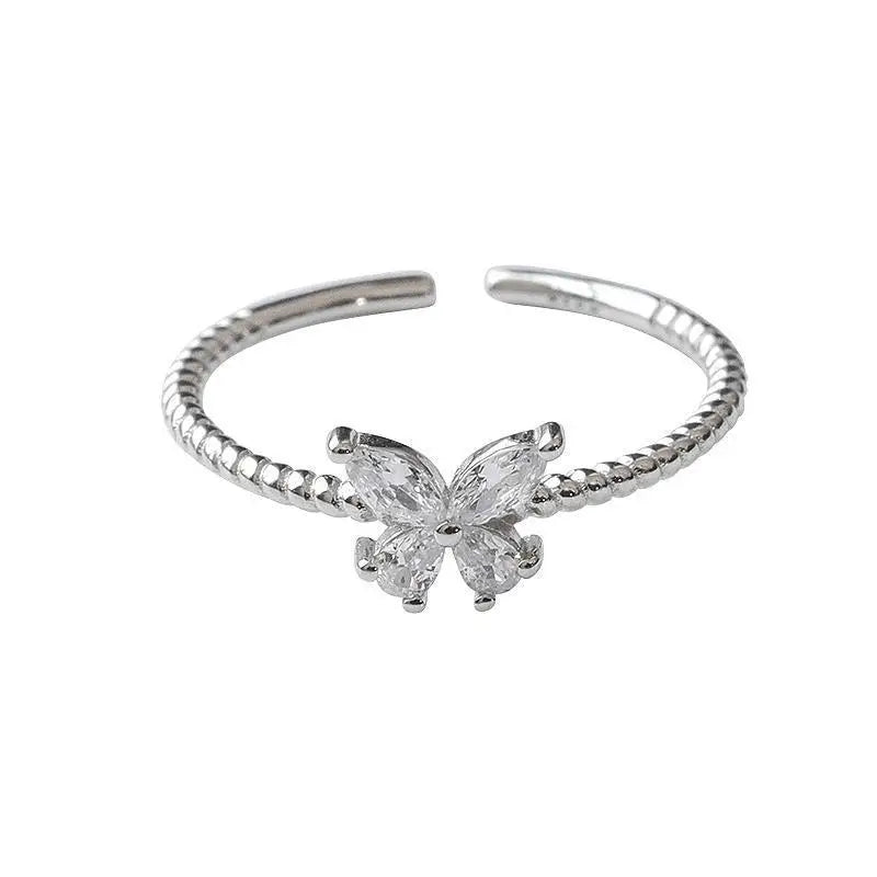 925 Sterling Silver Butterfly Zirconia Ring