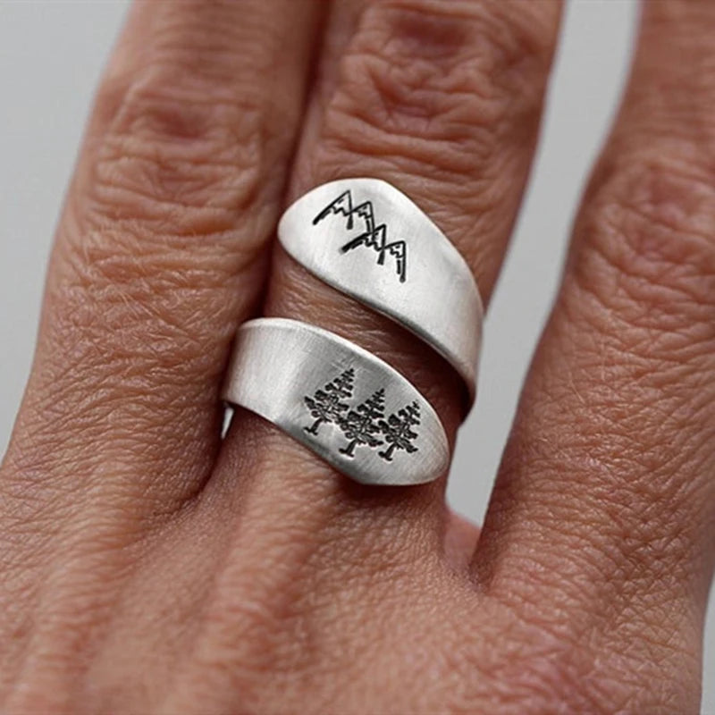 New 925 Sterling Silver Mountain Forest Ring