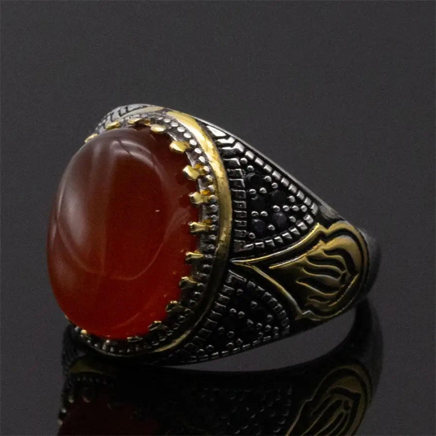 Wholesale Real 925 Sterling Silver Male Ring Vintage Turkish