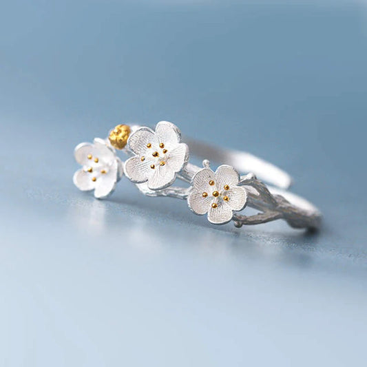 New 925 Sterling Silver Flower Ring