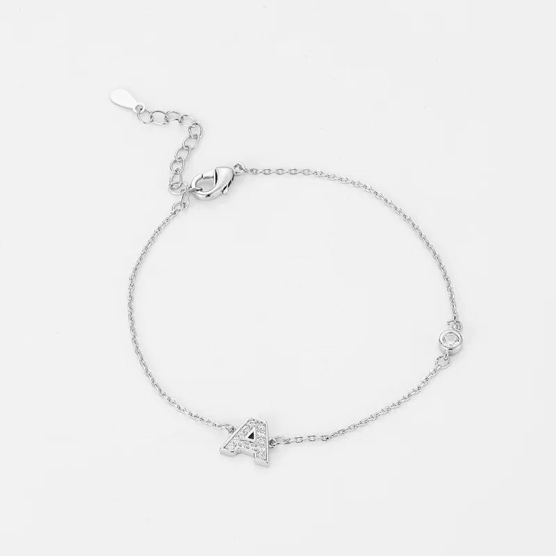 New 925 Sterling Silver Letter Bracelet Simple Style