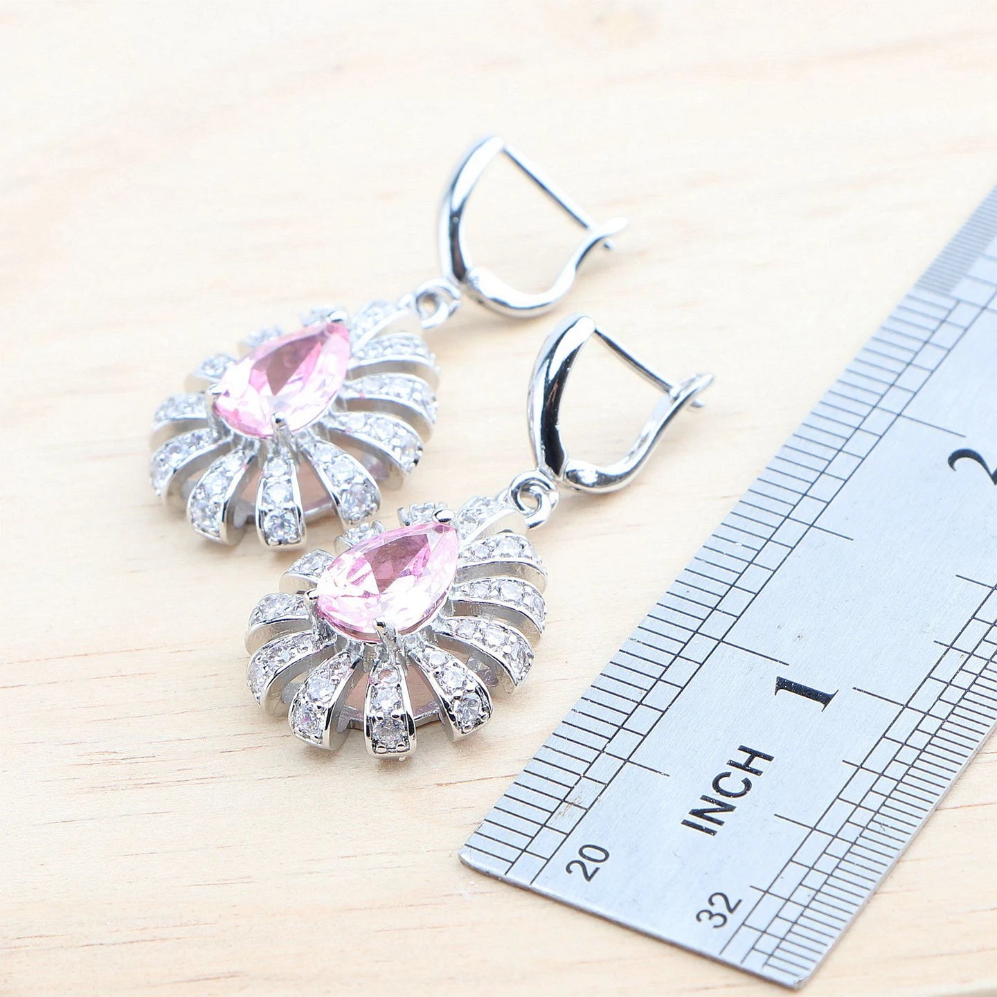 925 Sterling Silver Jewelry Sets Pink Zircon