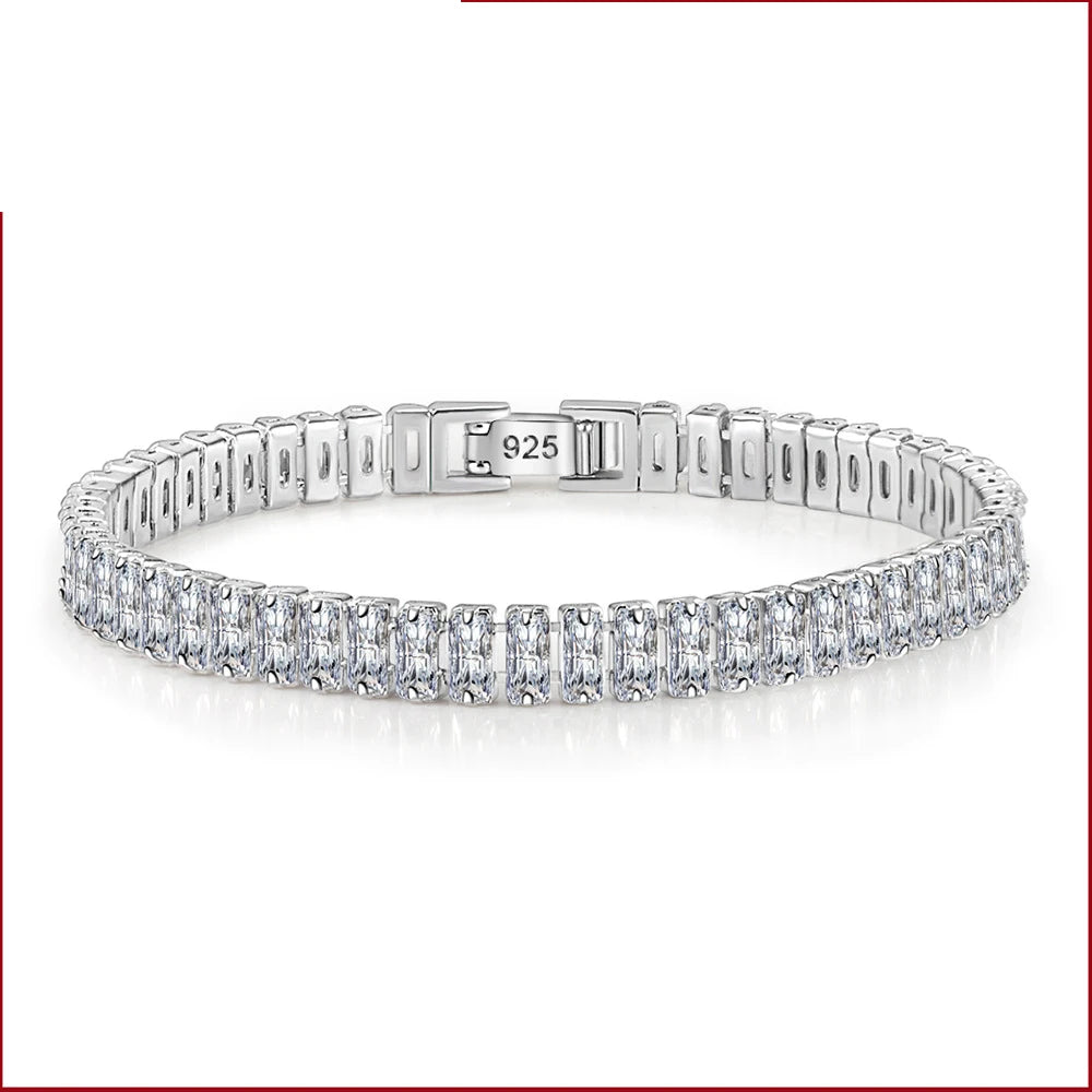 New Fashion 925 Sterling Silver Square Zirconia Bracelet