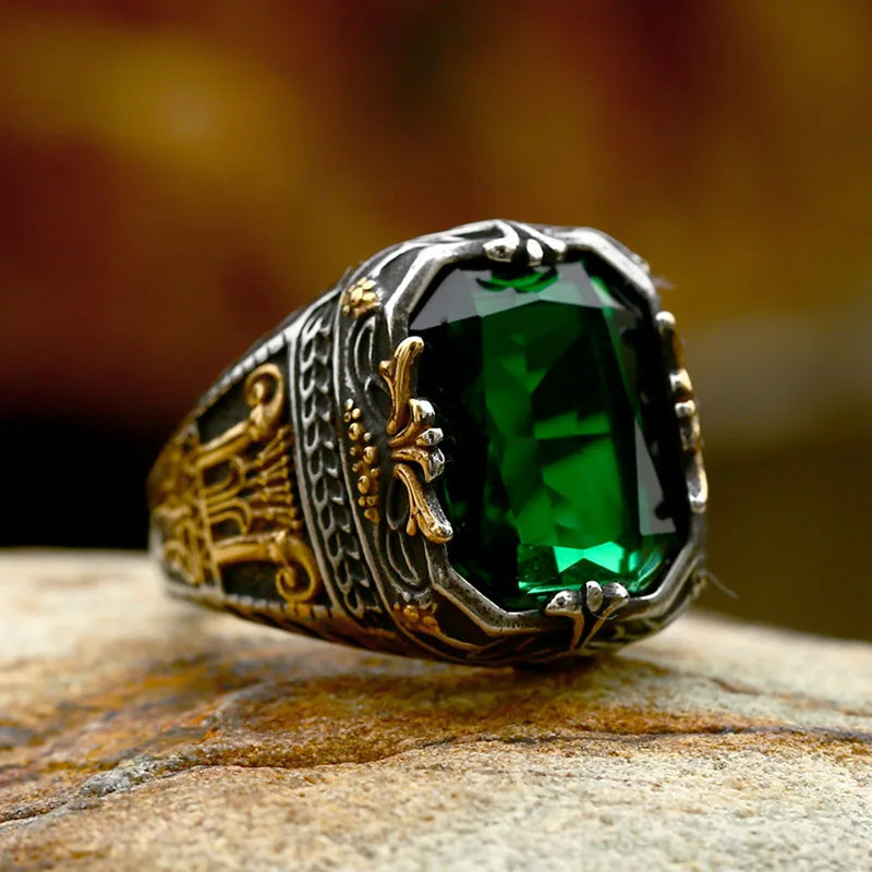 BEIER 2024 New Arrival Stainless Steel Saudi The Arab Green Crystal Rings