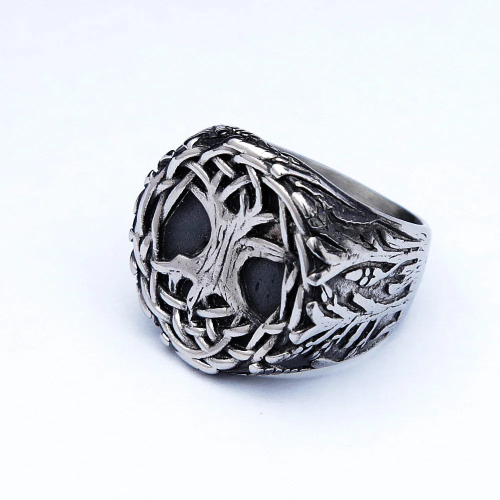 Nordic Celtics Knotwork Viking Tree of Life Yggdrasil Ring For Men