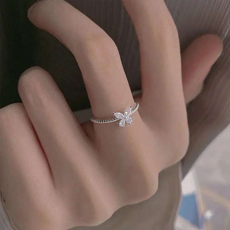 925 Sterling Silver Butterfly Zirconia Ring