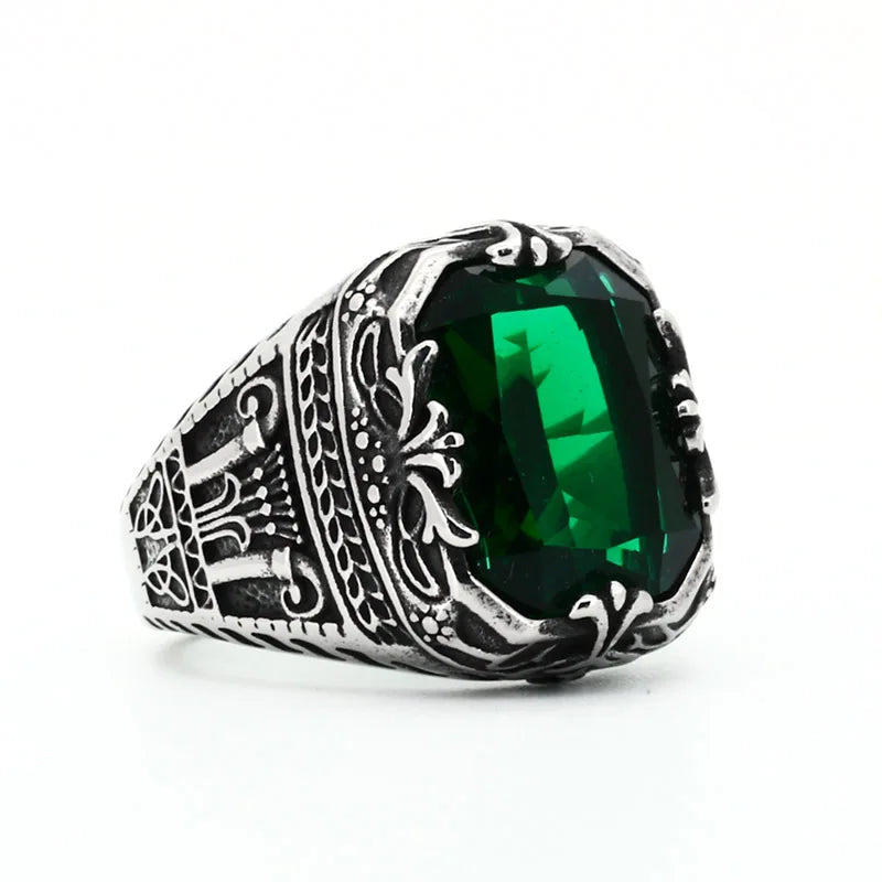 BEIER 2024 New Arrival Stainless Steel Saudi The Arab Green Crystal Rings