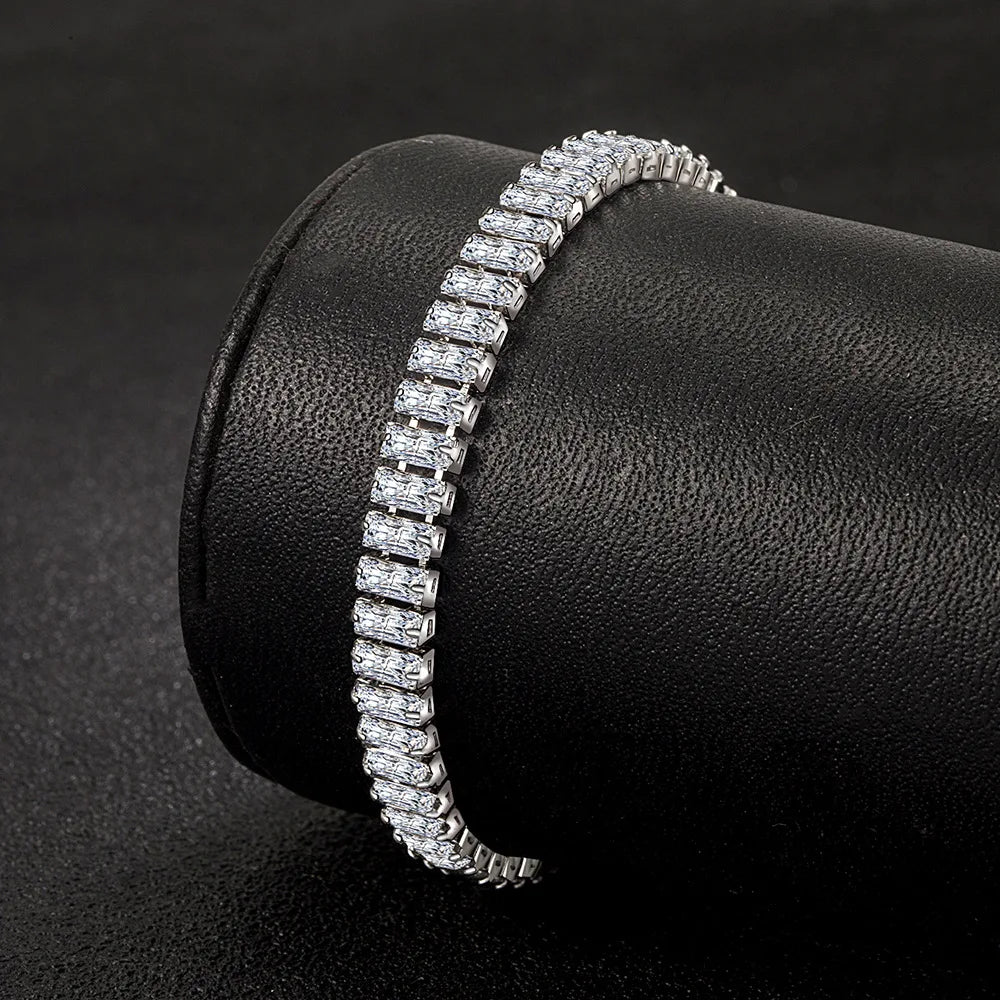 New Fashion 925 Sterling Silver Square Zirconia Bracelet