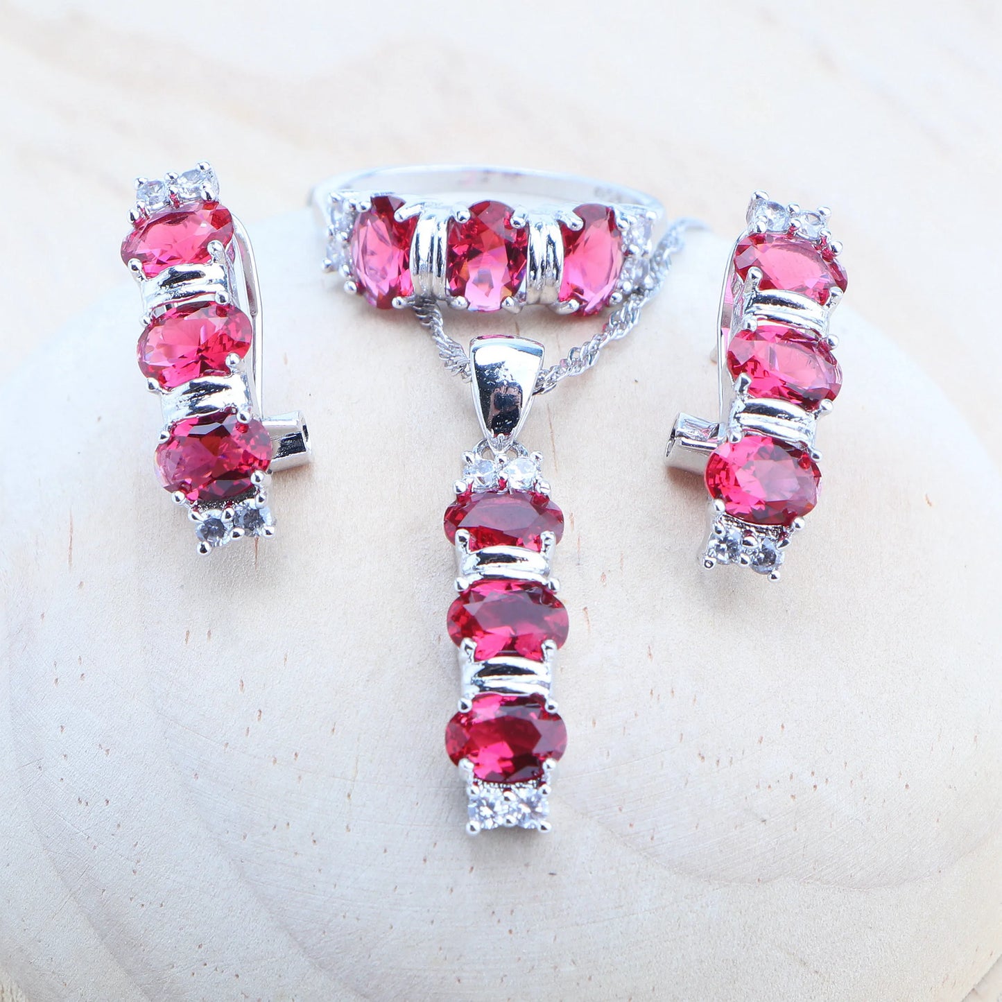 Red Zircon 925 Sterling Silver Jewelry