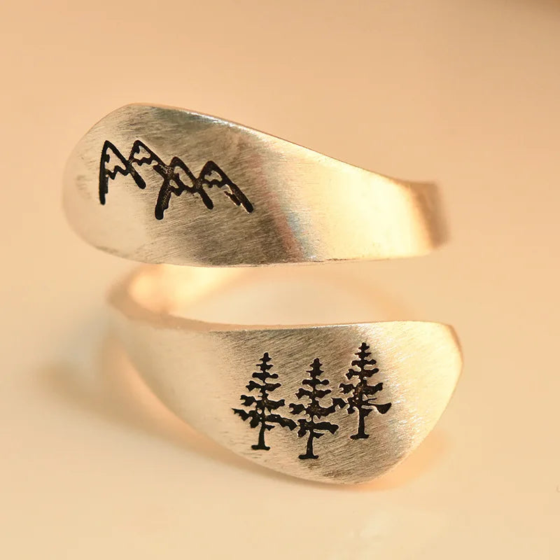 New 925 Sterling Silver Mountain Forest Ring