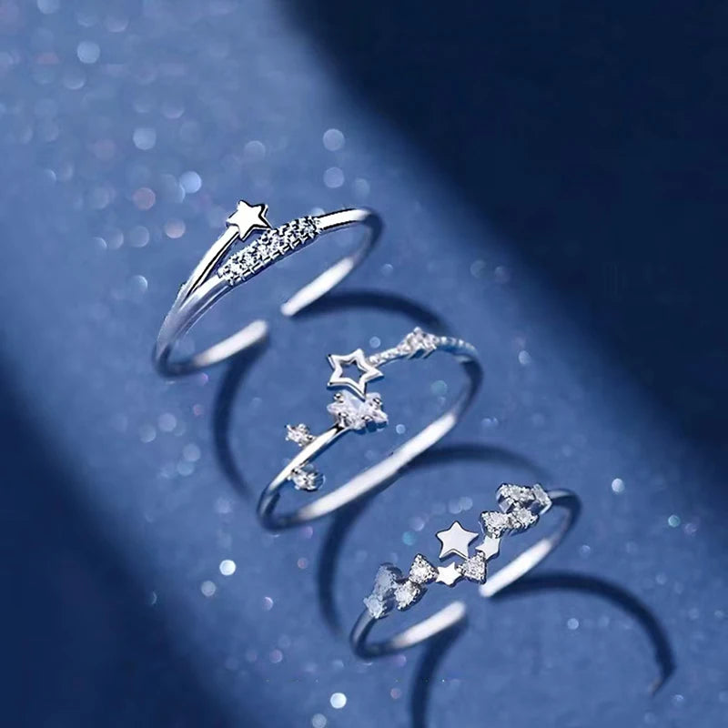 Fashion 925 Sterling Silver Star Zirconia Ring