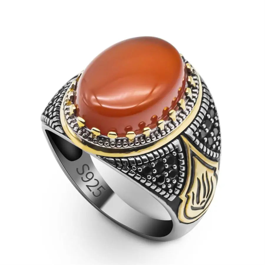 Wholesale Real 925 Sterling Silver Male Ring Vintage Turkish