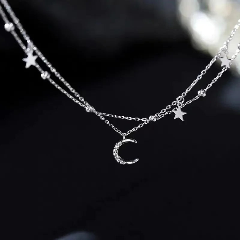 Popular 925 Sterling Silver Star Moon Bracelet