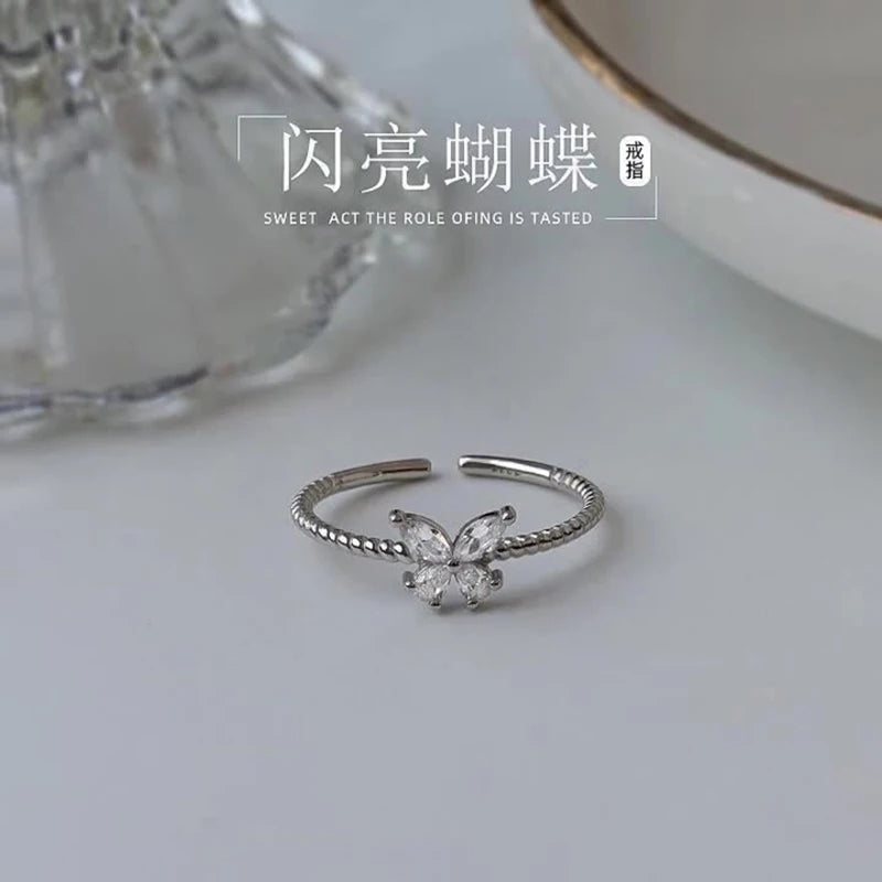 925 Sterling Silver Butterfly Zirconia Ring