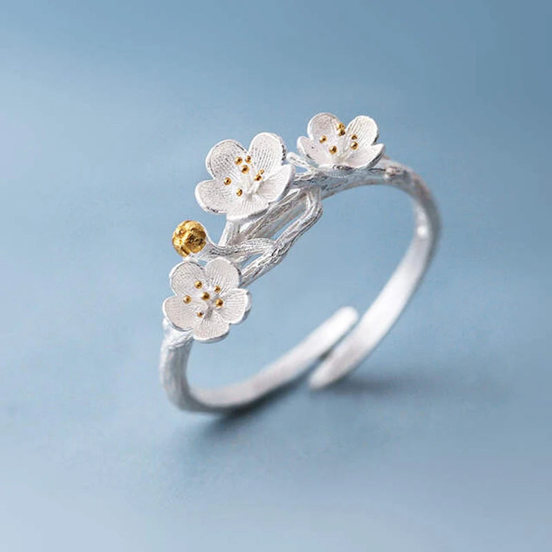 New 925 Sterling Silver Flower Ring