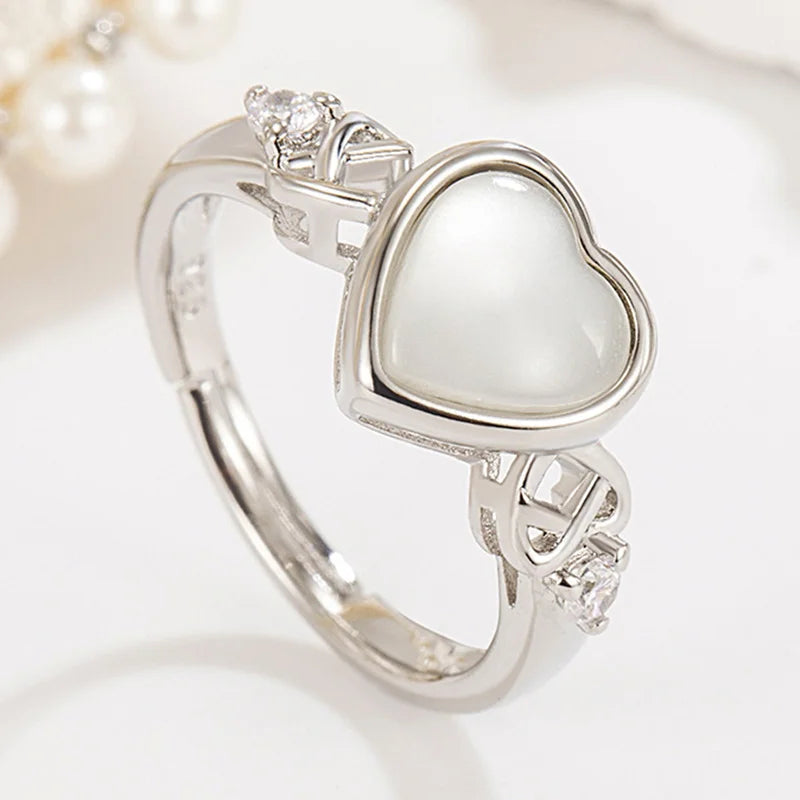 925 Sterling Silver Love Shape Necklace Ring Ear