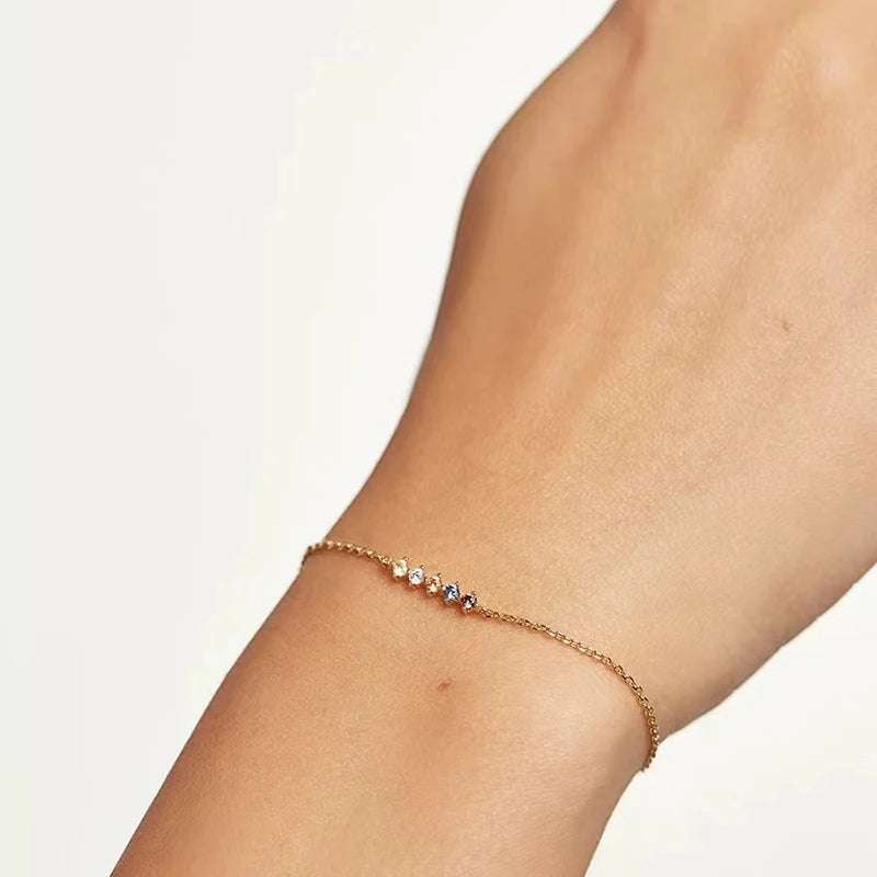 New 925 Sterling Silver Color Zircon Bracelet