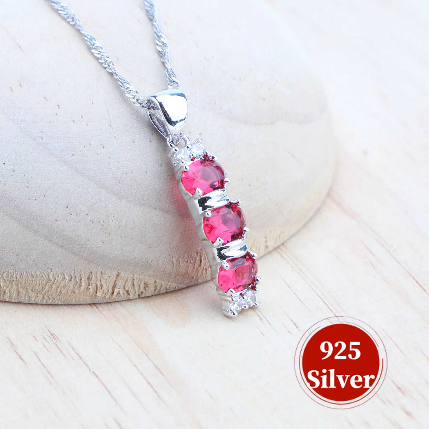 Red Zircon 925 Sterling Silver Jewelry