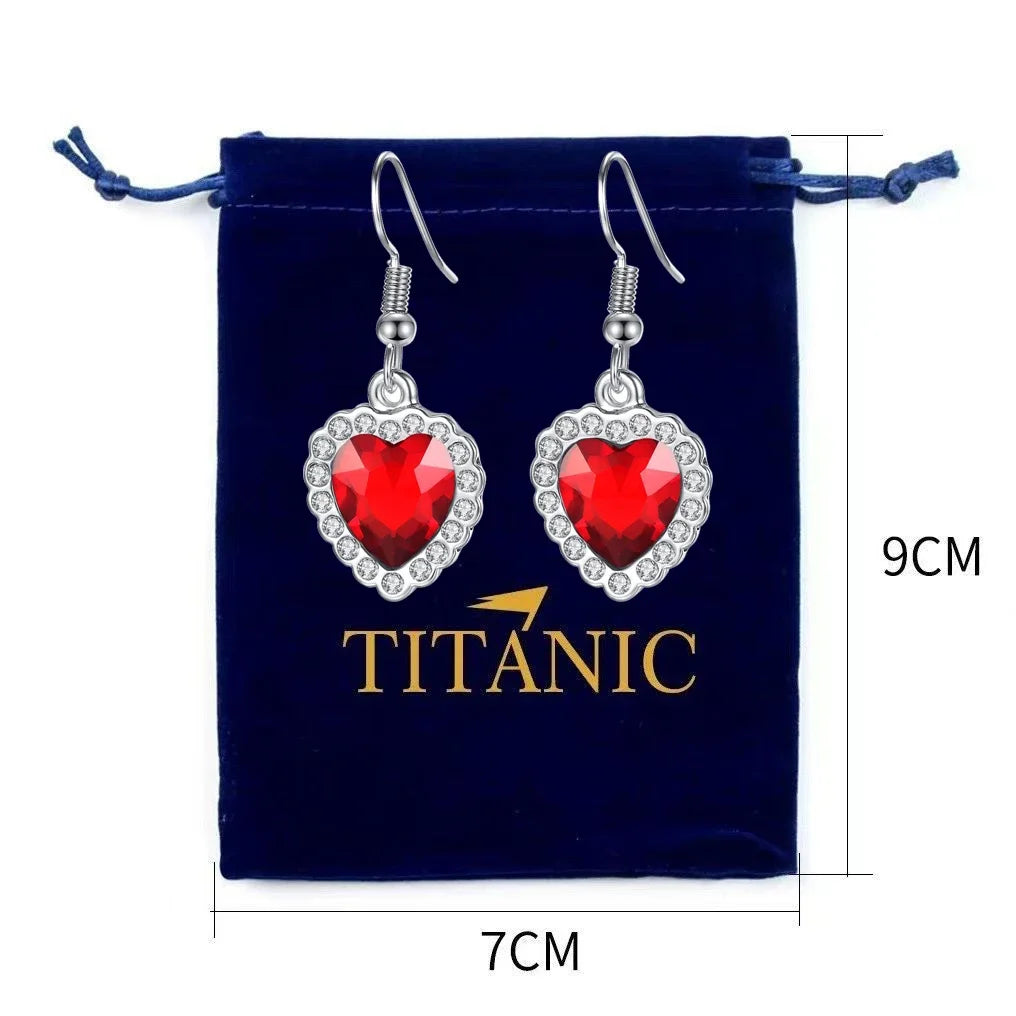 Titanic Heart of Ocean Blue  Love Forever Pendant Necklace + Velvet Bag