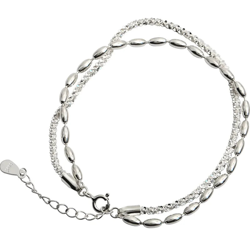 New 925 Sterling Silver Double Layer Bracelet