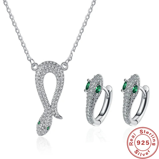 925 Sterling Silver Snake Jewellery Earrings Necklace