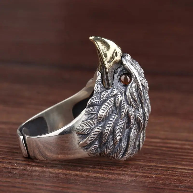 925 Sterling Silver Eagle Adjustable Rings For Women Man