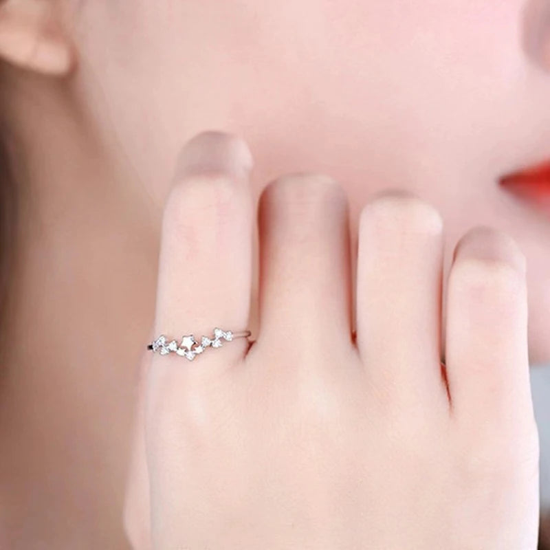 Fashion 925 Sterling Silver Star Zirconia Ring