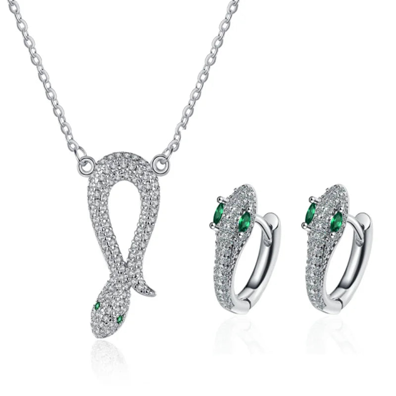 925 Sterling Silver Snake Jewellery Earrings Necklace